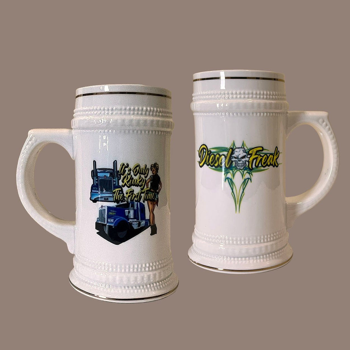 18 oz. Kinky Truck beer stein with gold rim - Diesel Freak