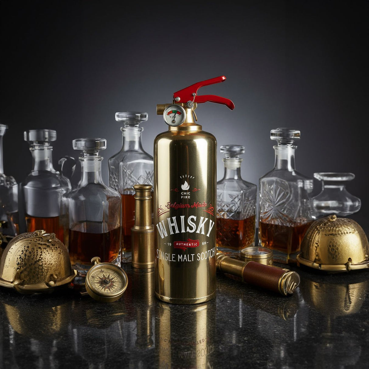 Red Whisky - Brass fire extinguisher