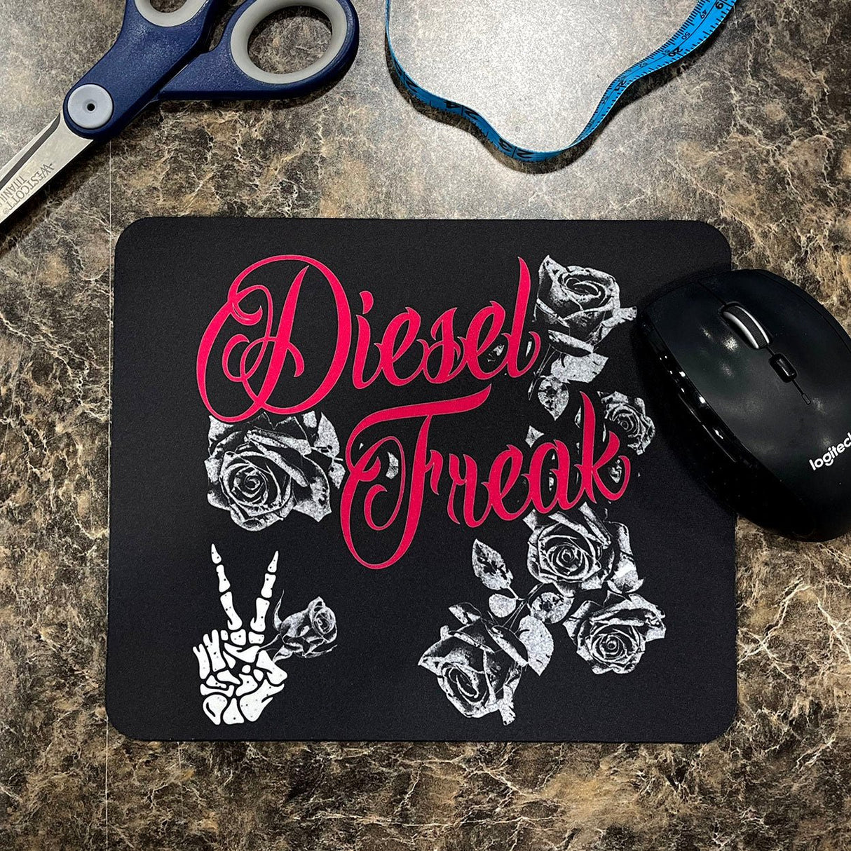 Diesel Freak Roses Neoprene Mouse Pad - Diesel Freak