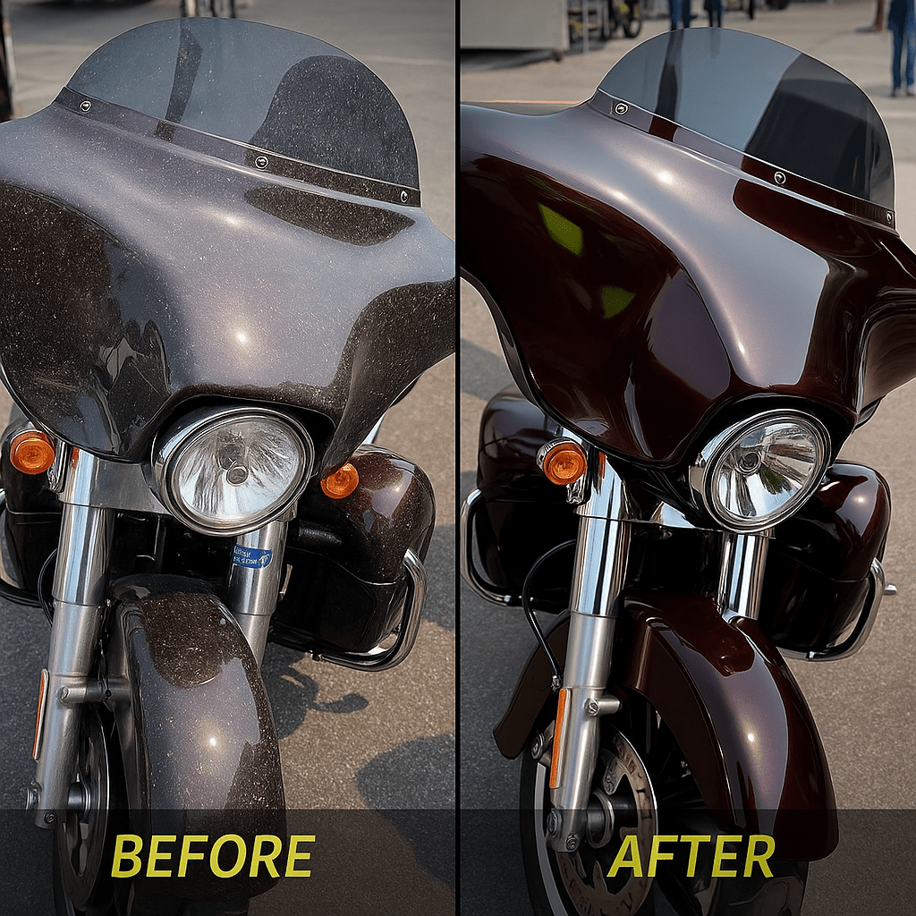 WASH&WHIPS MotoPro Motorcycle Detailing Kit - Bug Remover, Leather Care, Ceramic Spray - Diesel Freak