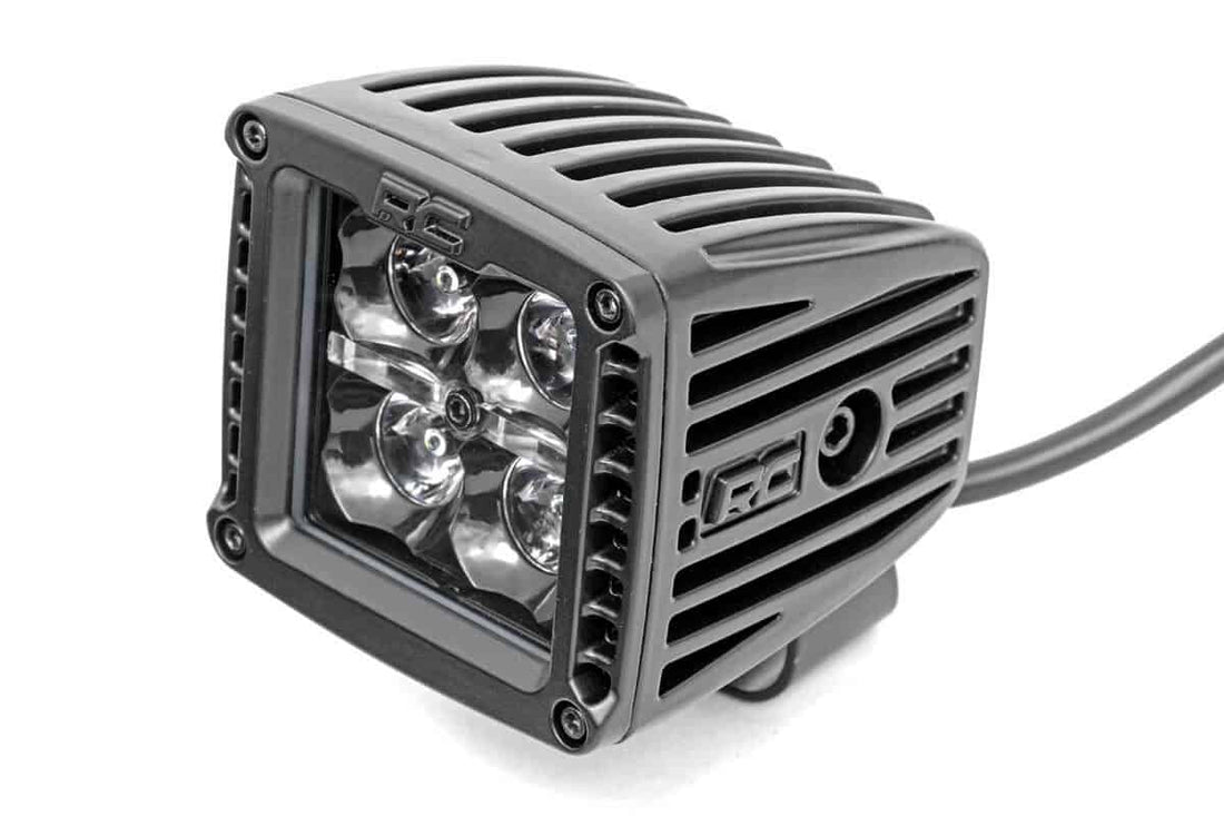 2-Inch Square Cree LED Lights - (Pair | Black Series w/ Amber DRL) - Diesel Freak