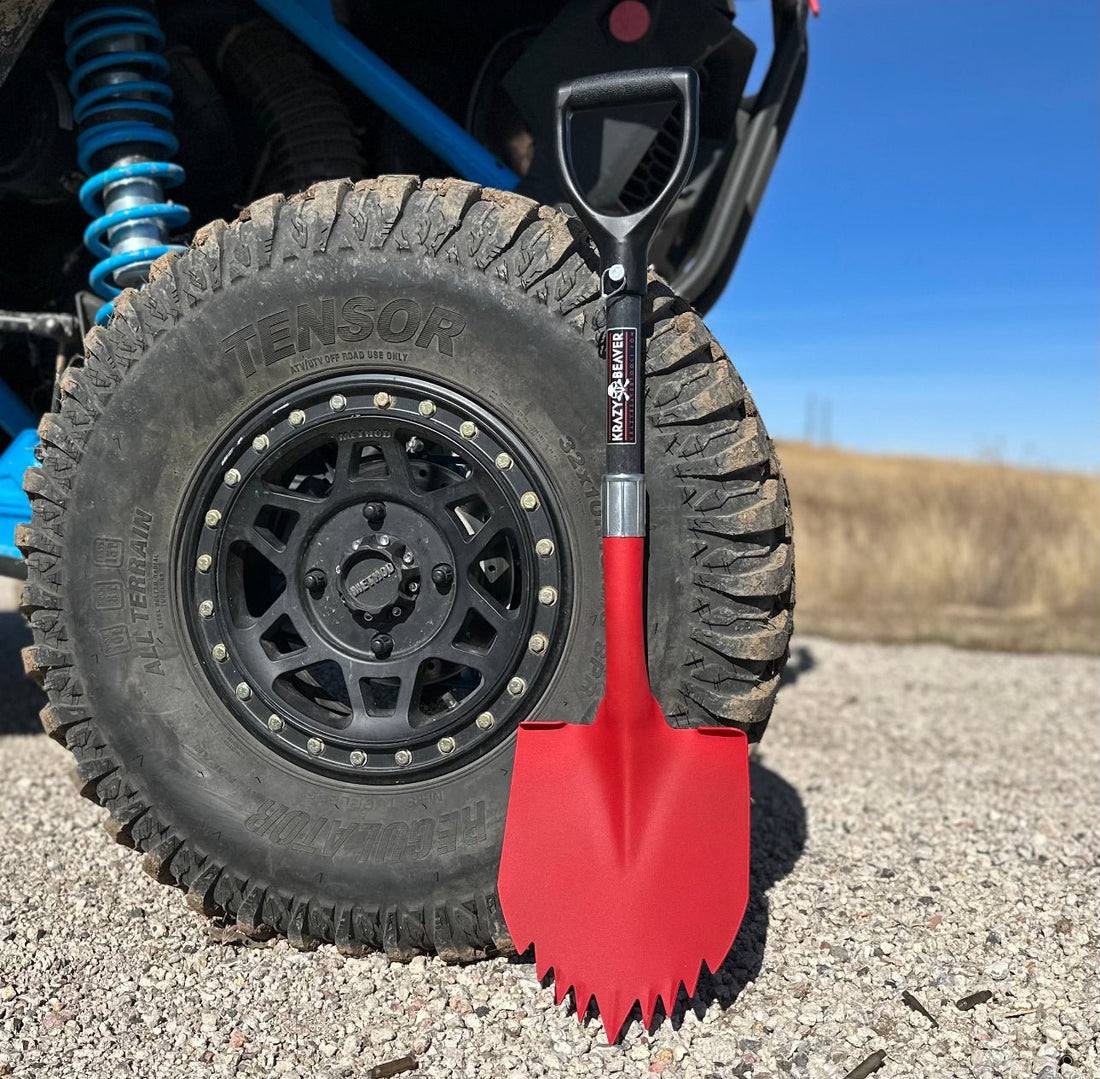 ATV / UTV Krazy Beaver Shorty Shovel (Textured Red Head / Black Handle) - Diesel Freak