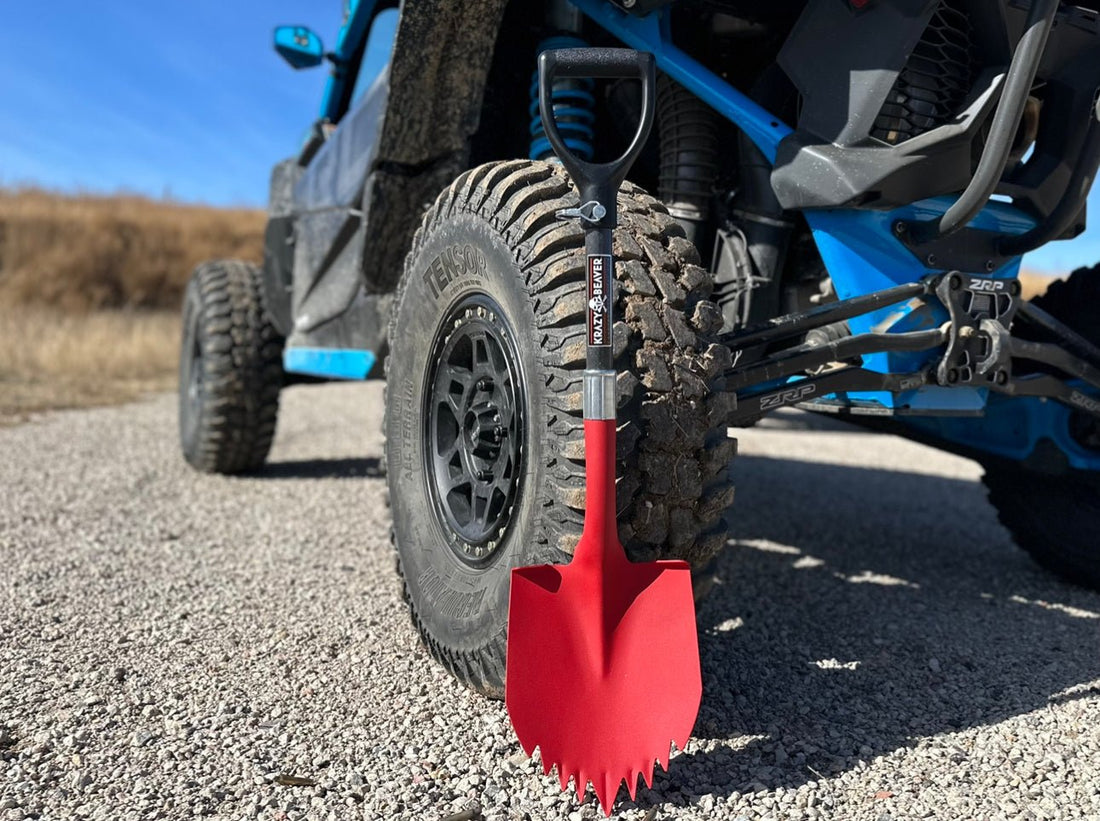 ATV / UTV Krazy Beaver Shorty Shovel (Textured Red Head / Black Handle) - Diesel Freak