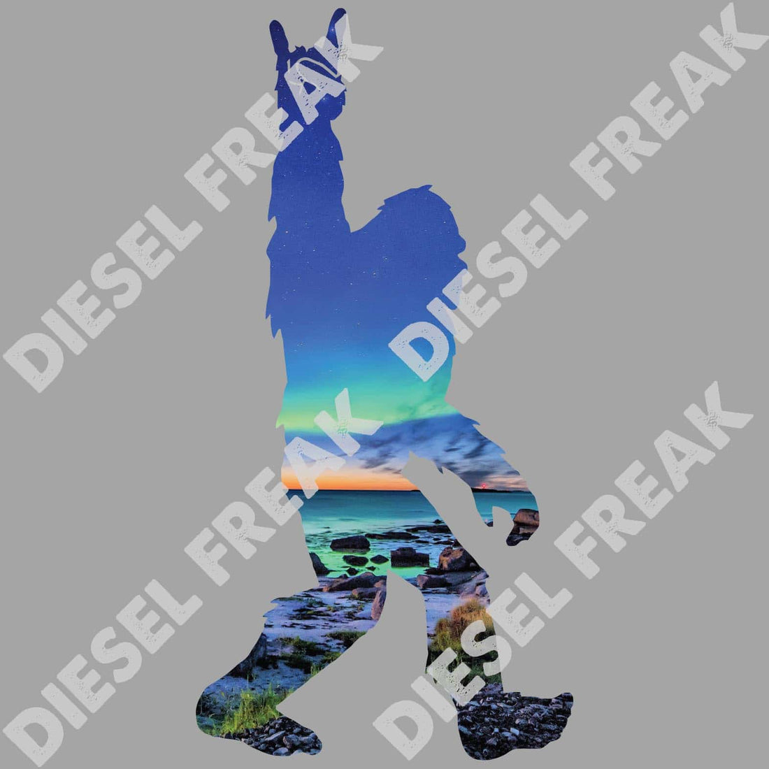 Beach Sunset Cutout Sasquatch Decal - Diesel Freak