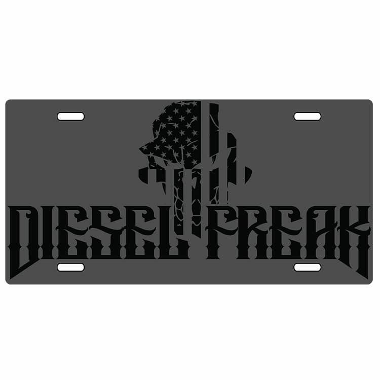 Black Out Flag Grey License Plate - Diesel Freak