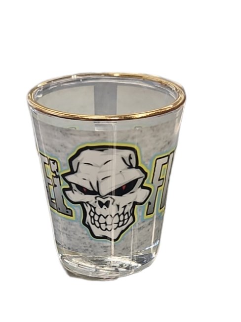 Blue and Yellow Diesel Freak Shot Glass - Gold Rim - Diesel Freak