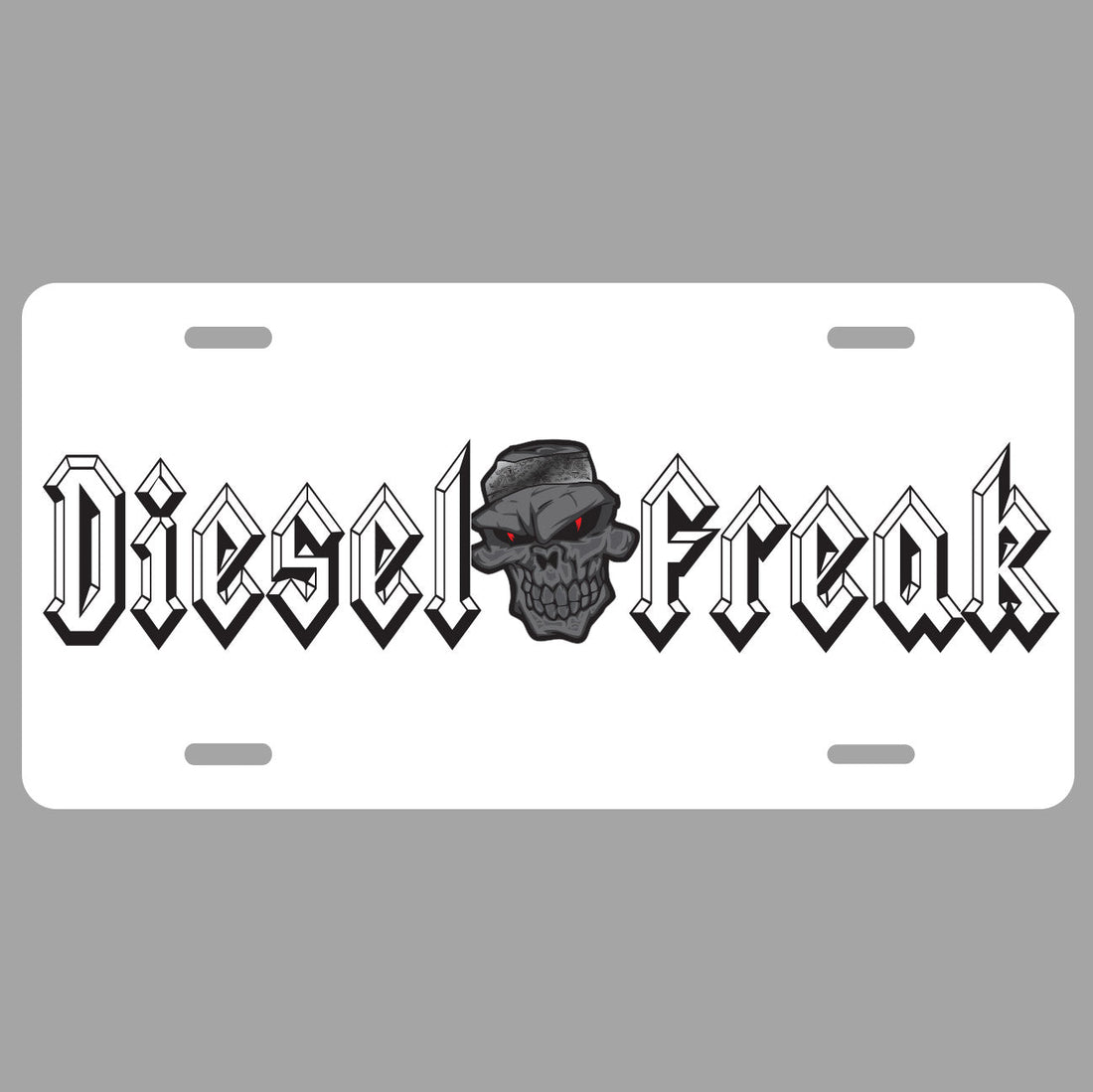 Diesel Freak White Blackout License Plate - Diesel Freak