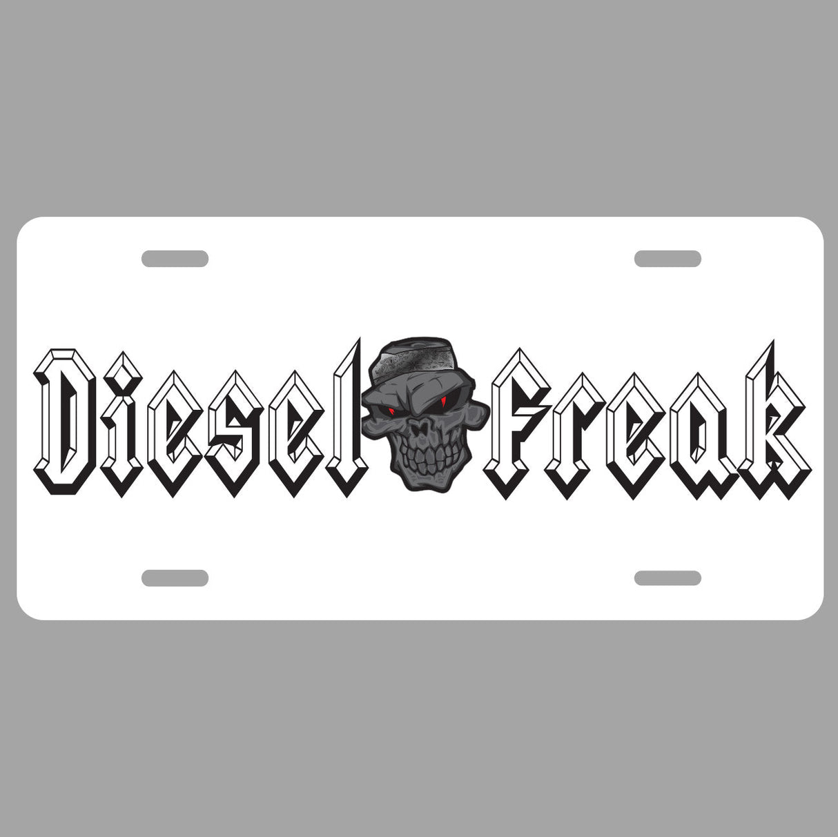 Diesel Freak White Blackout License Plate - Diesel Freak