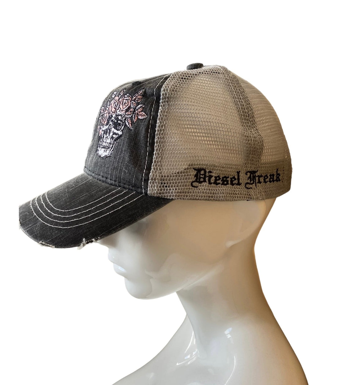 Grey Flower Head Skull Hat - Diesel Freak