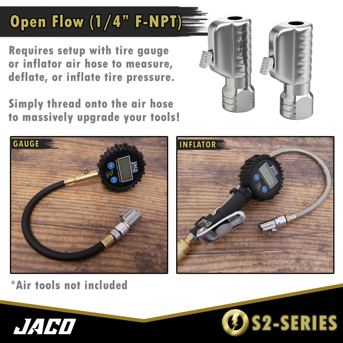 Lightning™ S2-Series Tire Air Chuck | Open Flow, 1/4" F-NPT (2 Pack) - Diesel Freak