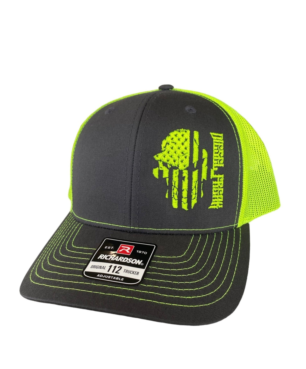 Neon Yellow Flag Skully Snapback Hat - Diesel Freak