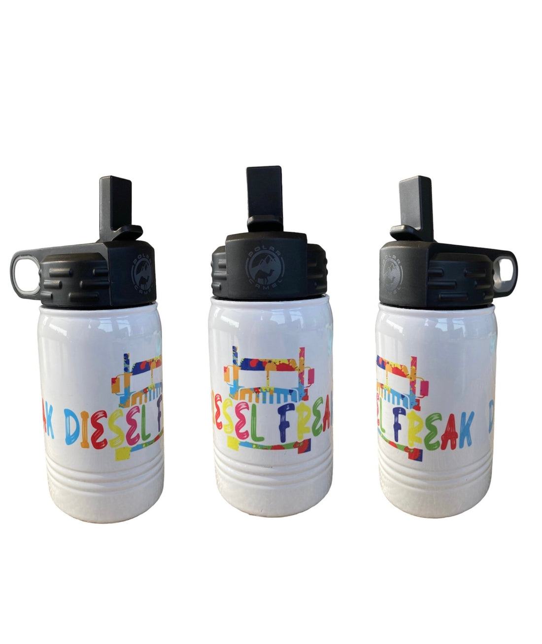 Rainbow Splatter Truck 12oz Water Bottle - Diesel Freak