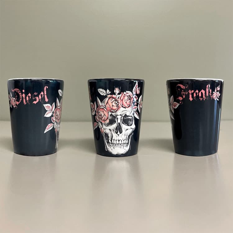 Skull and Roses Ceramic Shot Glass - Diesel Freak