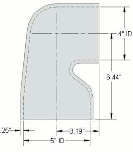 4" ID to 5" ID - Cobra Head Reducing - Rubber - Diesel Freak