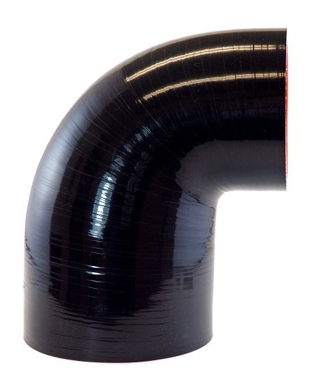 4" to 3" ID Gloss Black elbow - One Short Leg and Wide Radius - Diesel Freak