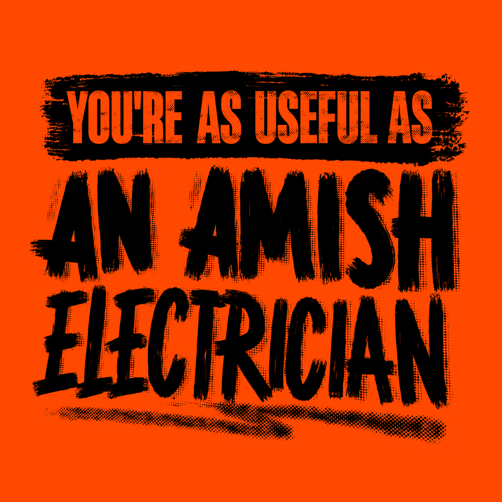 Amish Electrician - Long Sleeve Safety Yellow Hi - Vis T-Shirt - Diesel Freak