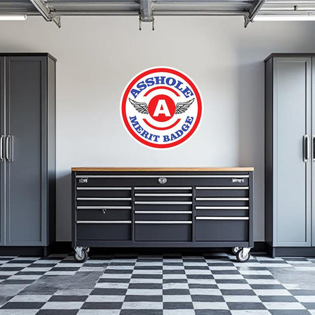 Asshole Merit Badge Garage Wall Decal - Diesel Freak