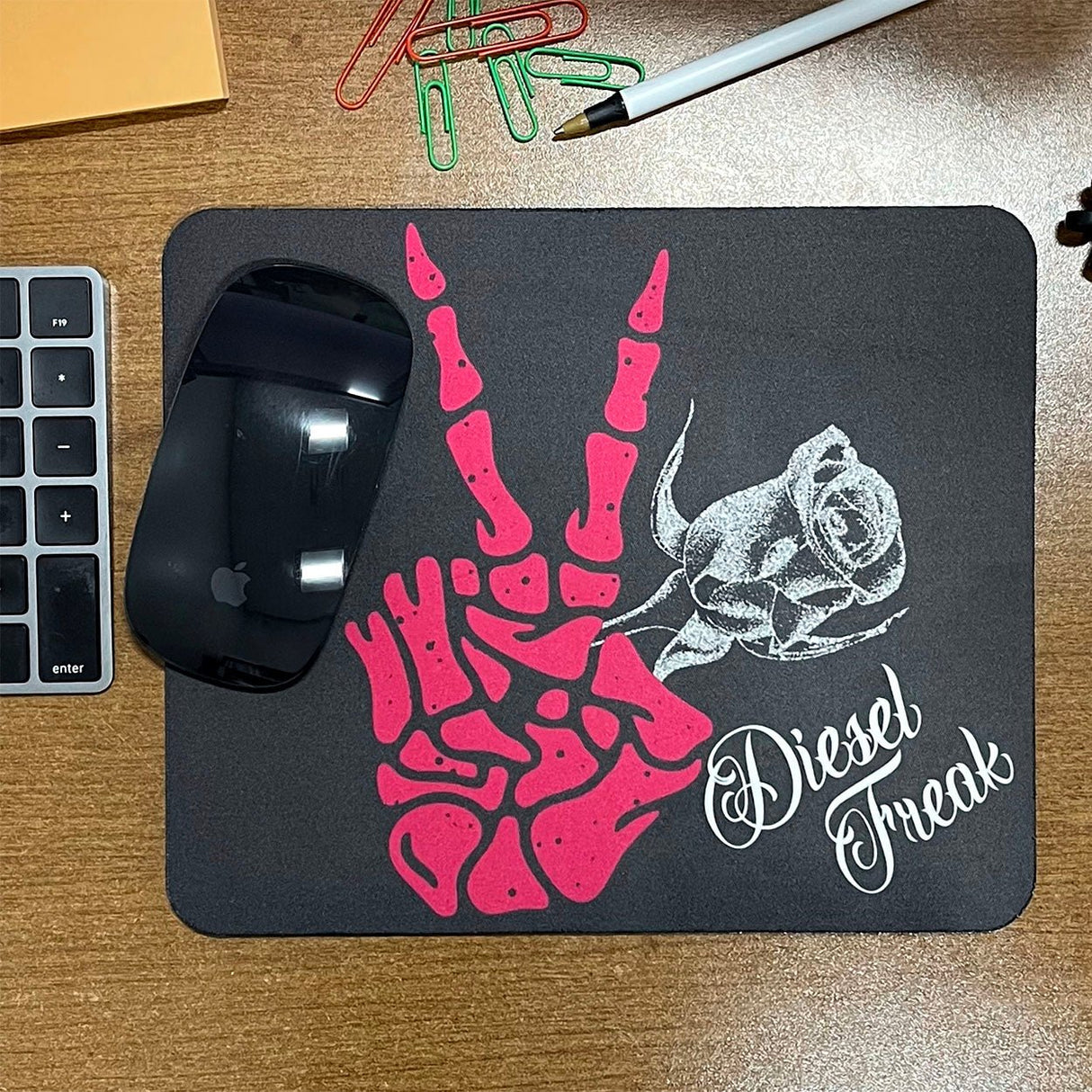 Diesel Freak Roses Peace Sign Neoprene Mouse Pad - Diesel Freak