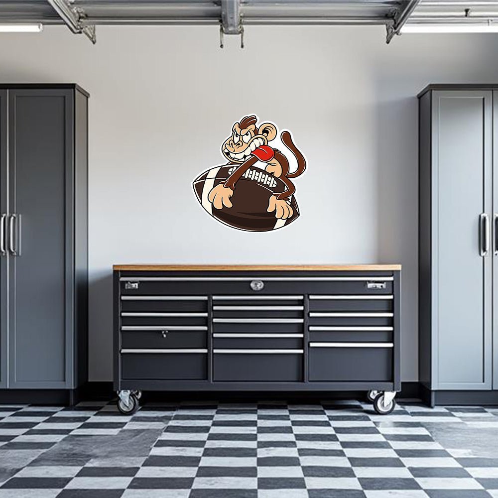 Monkey F'n a Football Garage Wall Decal - Diesel Freak