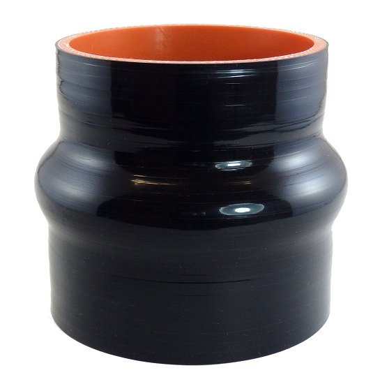 Silicone Reducing Hump Hose 4" ID to 3 - 1/2" ID X 4" Long Gloss Black - Diesel Freak
