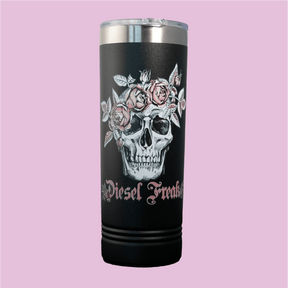 SKULL & ROSES - 22 ozSkinny Tumbler - Diesel Freak