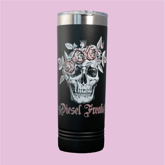 SKULL & ROSES - 22 ozSkinny Tumbler - Diesel Freak