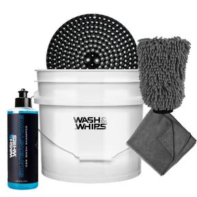 WASH & WHIPS Car Wash Kit - 3 - Gallon Bucket with Particle Interceptor Trap, Shampoo, Chenille Mitt & Microfiber Soft Towel, 5pcs - Diesel Freak