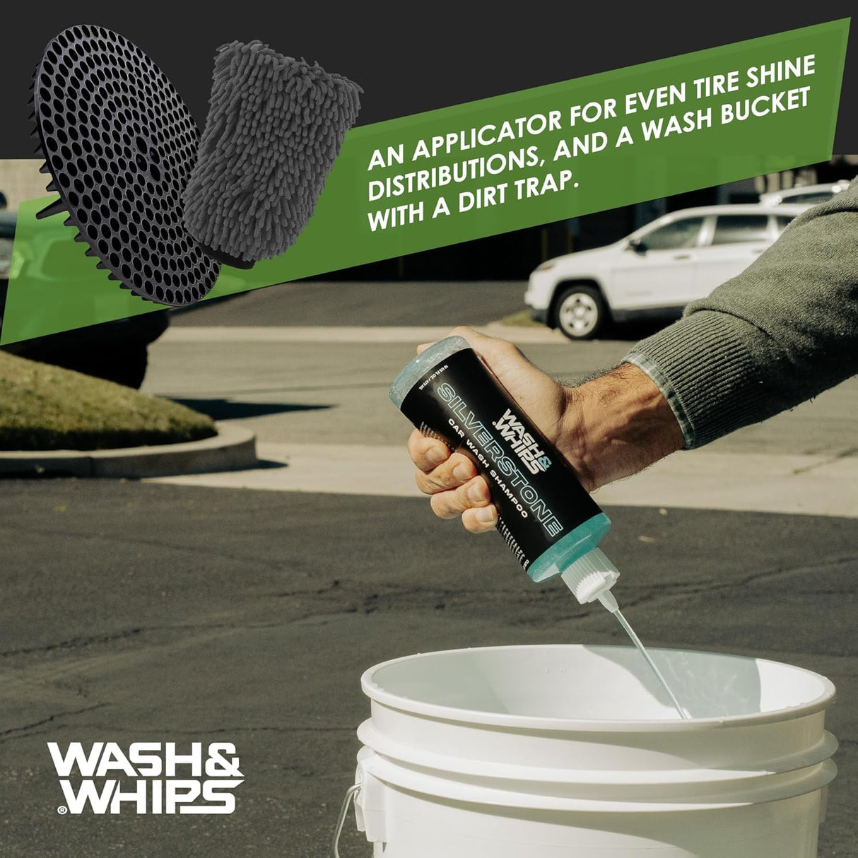 WASH & WHIPS Car Wash Kit - 3 - Gallon Bucket with Particle Interceptor Trap, Shampoo, Chenille Mitt & Microfiber Soft Towel, 5pcs - Diesel Freak