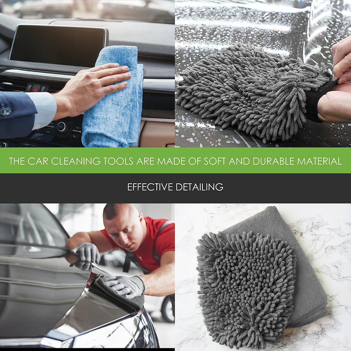 WASH & WHIPS Car Wash Kit - 3 - Gallon Bucket with Particle Interceptor Trap, Shampoo, Chenille Mitt & Microfiber Soft Towel, 5pcs - Diesel Freak