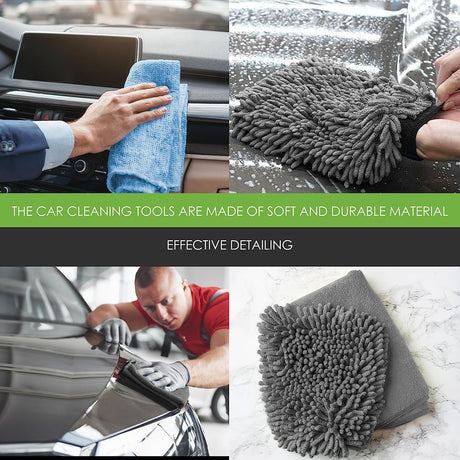 WASH & WHIPS Car Wash Kit - 3 - Gallon Bucket with Particle Interceptor Trap, Shampoo, Chenille Mitt & Microfiber Soft Towel, 5pcs - Diesel Freak