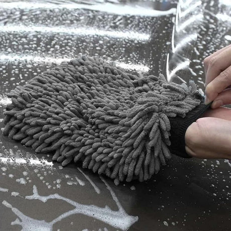 WASH&WHIPS Chenille Premium Scratch - Free Microfiber Lint - Free Blue Wash Mitt 8" x 10"in & Black Pitstop Particle Interceptor - Diesel Freak