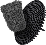 WASH&WHIPS Chenille Premium Scratch - Free Microfiber Lint - Free Blue Wash Mitt 8" x 10"in & Black Pitstop Particle Interceptor - Diesel Freak