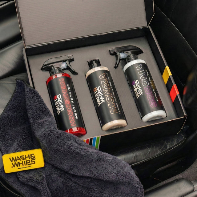 WASH&WHIPS MotoPro Motorcycle Detailing Kit - Bug Remover, Leather Care, Ceramic Spray - Diesel Freak
