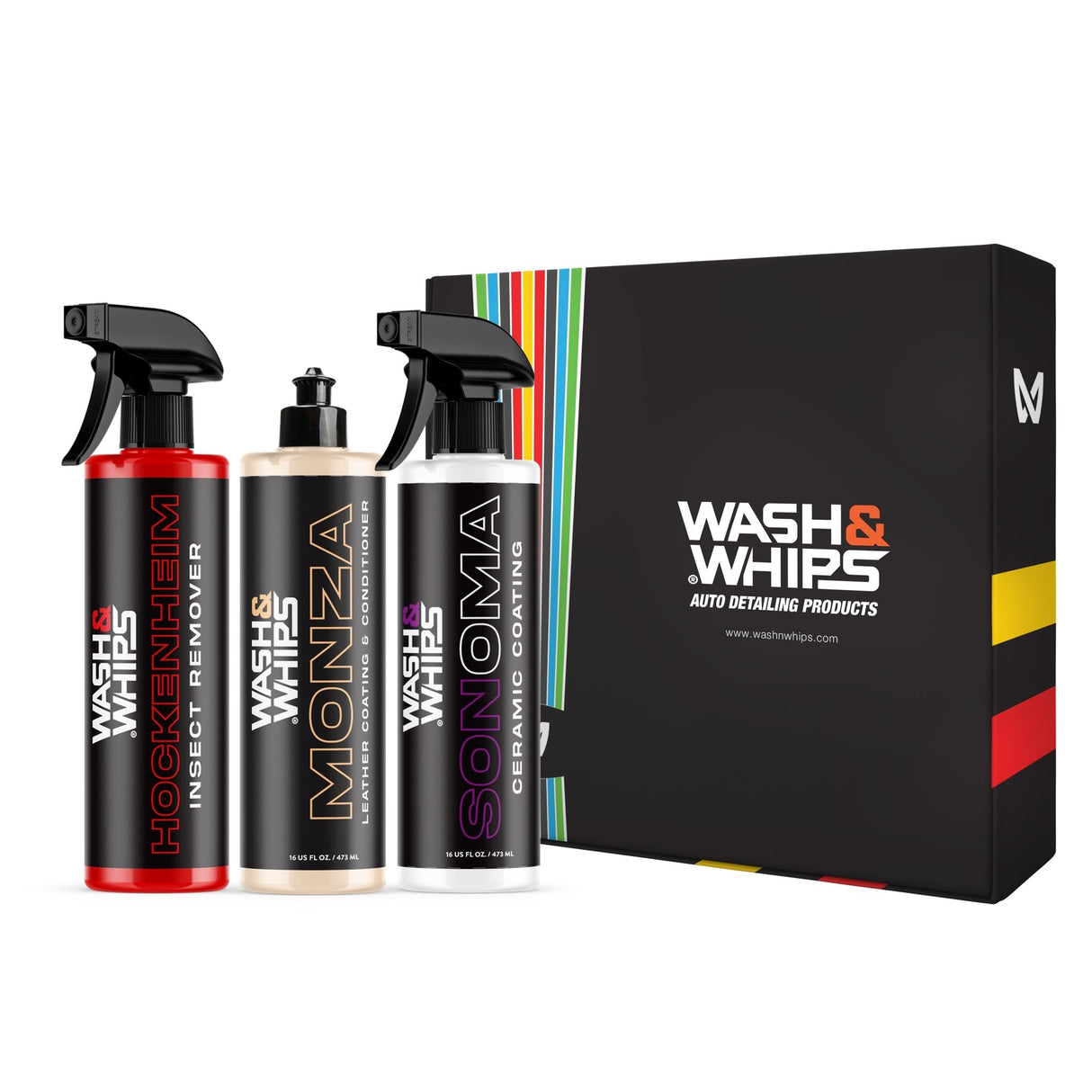 WASH&WHIPS MotoPro Motorcycle Detailing Kit - Bug Remover, Leather Care, Ceramic Spray - Diesel Freak