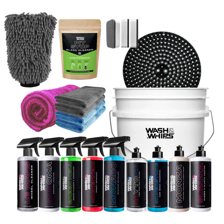 WASH&WHIPS Quick Detailing Pro Kit for Auto Detailing - 16 - Piece Complete Car Care Set - Diesel Freak