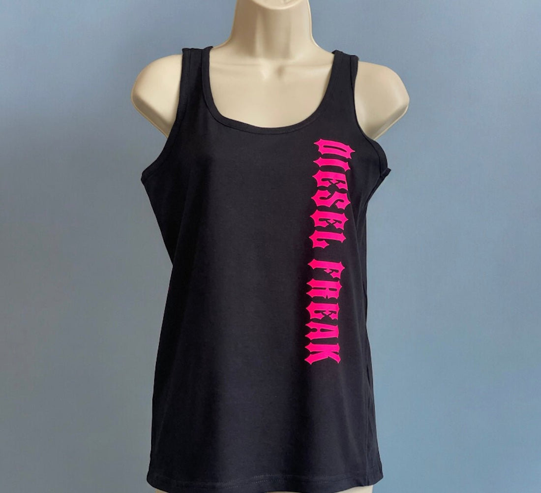 Womens Black & Pink Metallic Tank - Diesel Freak