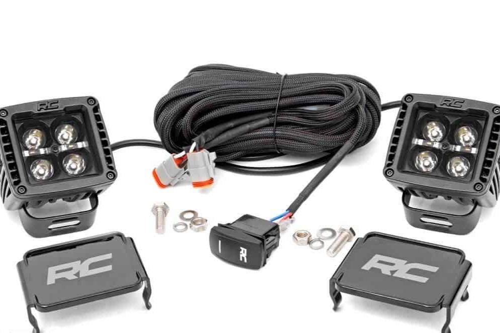 2-Inch Square Cree LED Lights - (Pair | Black Series w/ Amber DRL) - Diesel Freak