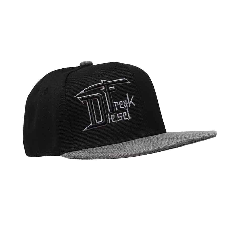 Black and Grey Puffed DF Embroidered Snapback - Youth - Diesel Freak