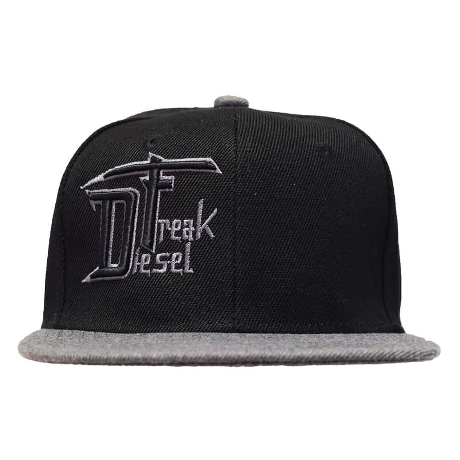 Black and Grey Puffed DF Embroidered Snapback - Youth - Diesel Freak