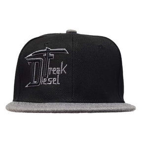 Black and Grey Puffed DF Embroidered Snapback - Youth - Diesel Freak