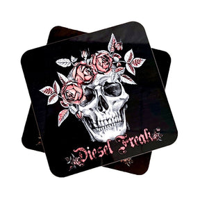 Black Flower Head Coaster - Diesel Freak