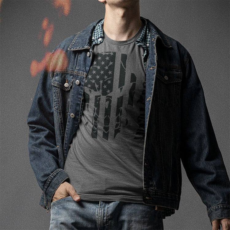 Black Out Flag Skully Tee - Diesel Freak