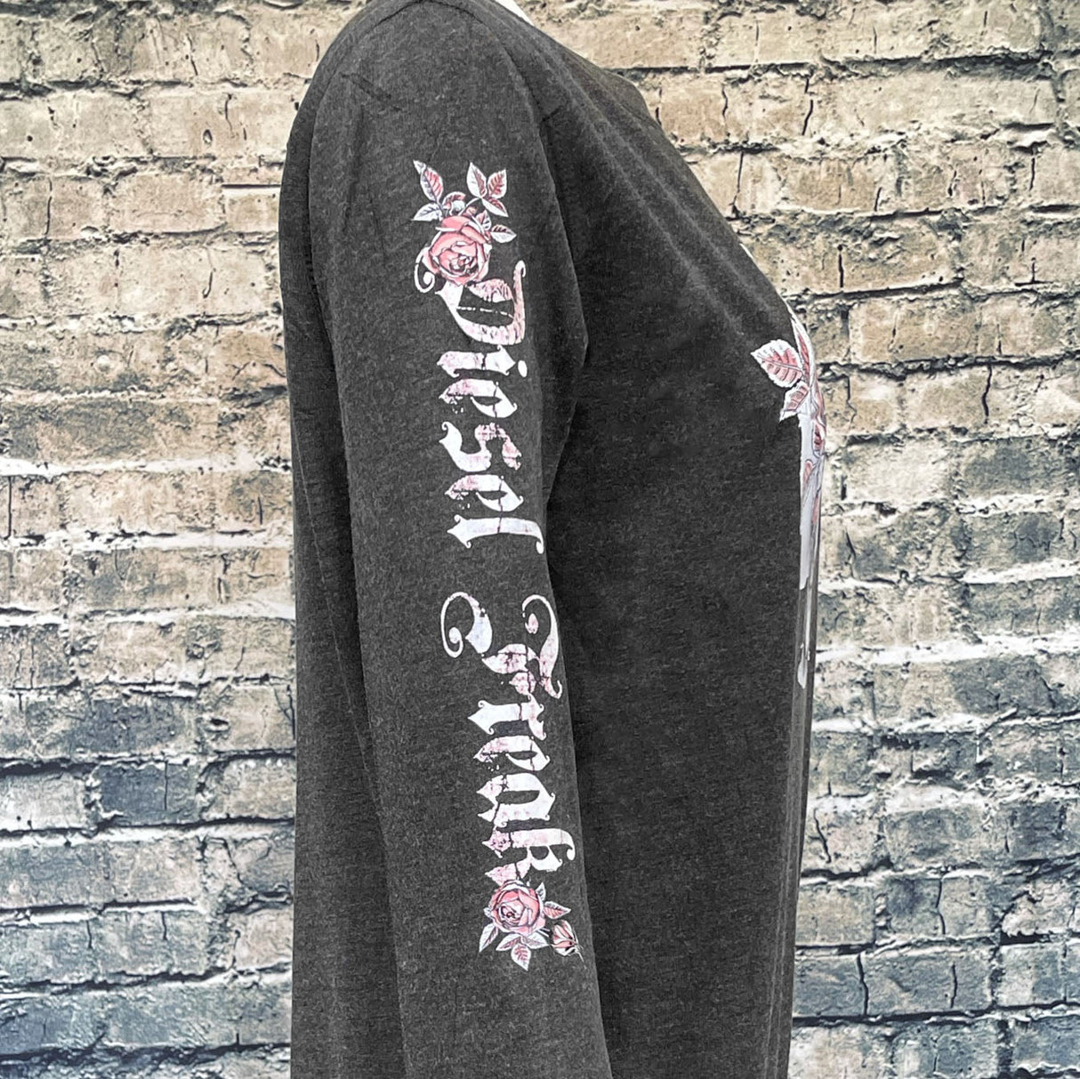 Diesel Freak Charcoal Flower Head Skull Sweatshirt - Diesel Freak