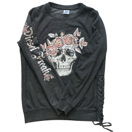 Diesel Freak Charcoal Flower Head Skull Sweatshirt - Diesel Freak