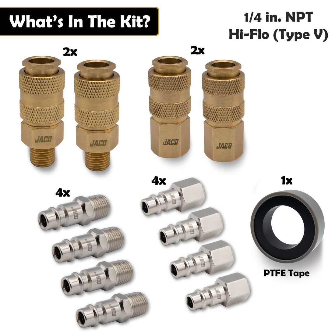 Hi-Flo Quick Connect Air Fittings | Plug & Coupler Kit - 1/4" NPT (Set of 12) - Diesel Freak
