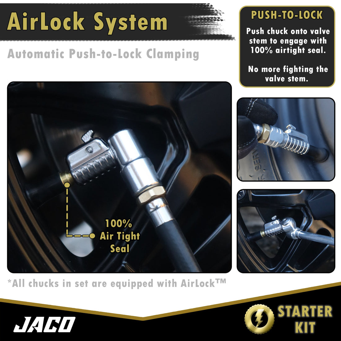 Lightning™ Tire Air Chuck Starter Kit - Patented | Open Flow, 1/4" F-NPT (Set of 7) - Diesel Freak