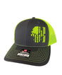 Neon Yellow Flag Skully Snapback Hat - Diesel Freak
