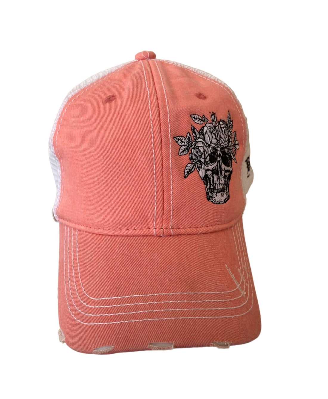 Peach Flower Head Skull Hat - Diesel Freak