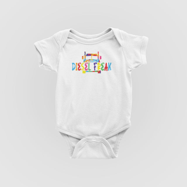 Rainbow Splatter Truck Infant Bodysuit - Diesel Freak