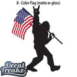 Sasquatch Rock On American Flag Bigfoot Decal - Black with Colored Flag - Diesel Freak